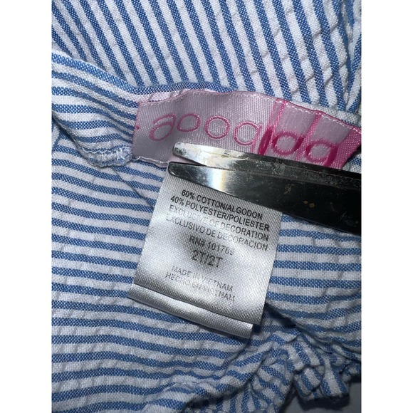 GoodLad girls striped seersucker ruffled nautical,sailboat,crab,anchor dress 2T - Picture 5 of 7